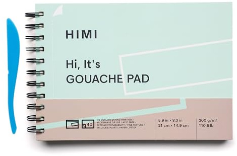 HIMI Gouache-block 5,9 x 8,3 tum (110,5 lb/200 g) 40 ark, grön, laid-textur, skiss, gouache, akryl, akvarell, collage för konstnär