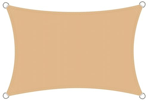Rivenlo Tenda a Vela Ombreggiante Impermeabile 3x4 m Rettangolare, Protezione Raggi UV 98% 4x3 m Tenda da Sole Parasole per Esterno Giardino Terrazza Balcone, Sabbia