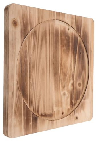 YARNOW Tapis Anti-Feu en Bois 26 CM pour Barbecue et Poêle à Bois Support Isolant Thermique pour Réchaud de Camping Dessous de Plat Extérieur pour Grillades en Plein Air