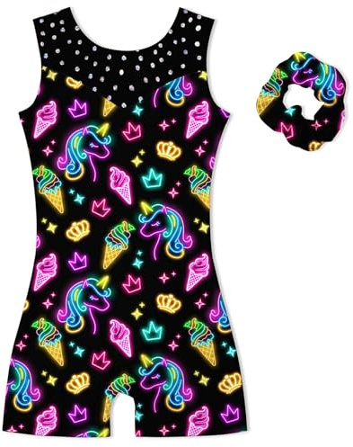 Belovecol Girls Neon Gymnastics Leotards Sparkle Tumbling Unitards 3-4T