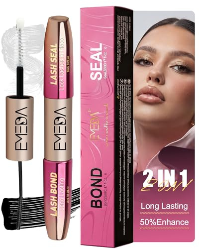 EMEDA 2 en 1 Colle à Faux Cils Bond and Seal – Pour Cils en Grappes et Individuels, Tenue Longue 48H Imperméable et Résistante à la Transpiration – Sans Latex, Facile à Utiliser – 6ml (Black + Clear)