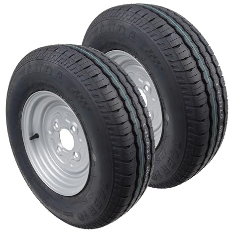 Ruota 145/80R10 per Rimorchio Ruota Completa 145R10, 145/10 LK 100x4 Cerchio 3,50x10 145 10 (2x)