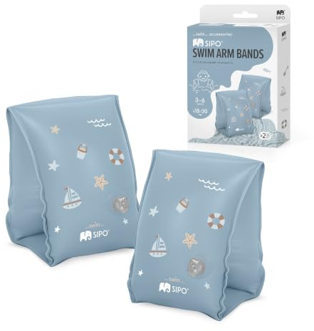 SIPO Manguitos de natación azules para niños de 3 a 6 años hinchables brazo flotador para practicar en el agua 15-30 kg para piscina playa y vacaciones