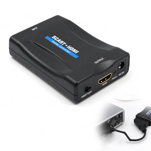 Zolara Adattatore SCART a HDMI, Convertitore Video e Audio Scart a HDMI Supporta Uscita 720P/1080P per Proiettore, Monitor, HDTV, STB, VHS, DVD (nero)