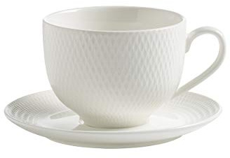 Maxwell & Williams Basics Diamanti Tazza da Tè e Piattino, Bianco, 220 ml | Art. n. MW1327, 1 tazza 220 ml