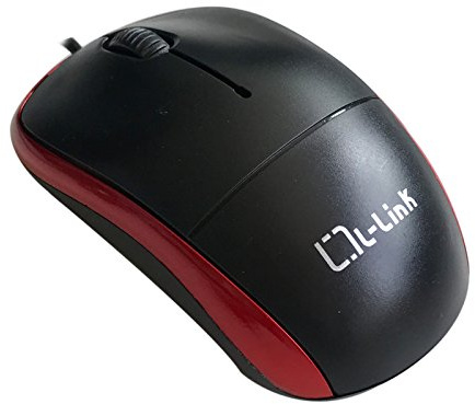L-LINK Ratón óptico con Cable | Ratón Óptico USB Ergonómico | Sensor Preciso | Apto para Diestros y Zurdos | Conexión USB 2.0 | Color Rojo