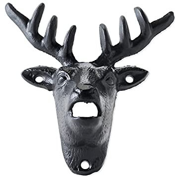 Foster & Rye Cast Iron Deer Heavy Duty Wall Mounted Bottle Opener for Drinks Soda Beer Beverages, Home Kitchen Bar Tools, Camper Essentials Set of 1