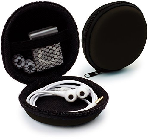 MyGadget Mini Funda Protectora para Auriculares [ In Ear ] - Caja Estuche de Transporte para iPod Shuffle, Airpods, SD Card, Flash Drive USB - Negro