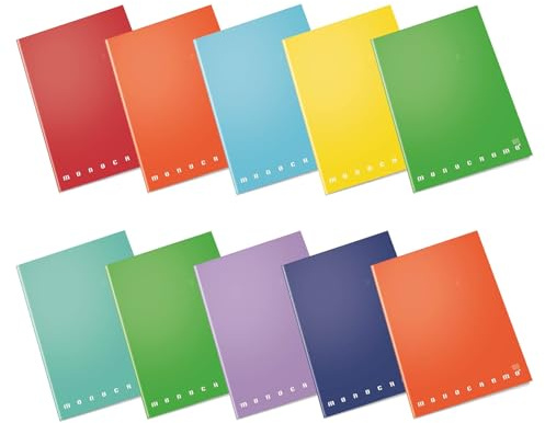 Pigna, Maxi Monochrom Notizbuch Das Original, A4, 100 g/qm, 72 Seiten + Deckblatt, Hardcover, glänzend laminiert, innen 1R, liniert, farblich sortiert, 10