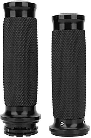 Suuonee Lenkergriffe, 1 Paar Universal Motorrad 25mm Griff Aluminium + Gummi Anti-Rutsch-Lenkergriffabdeckung(schwarz)