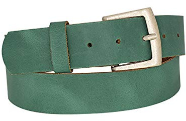 DayneQ 4cm Breit Echt Leder Guertel Altsilber Nickelfree - 11499-40-SIL - Green Bundweite 100cm
