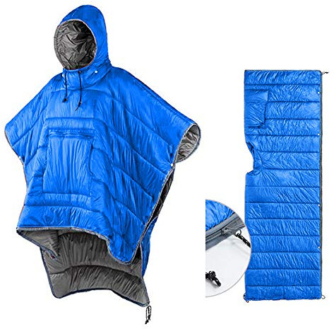 Schlafsack-Umhang Winter Camping Poncho Tragbare Kapuze Decke Lazy Quilt Lounge Decke Warme Jacke für Herren Damen