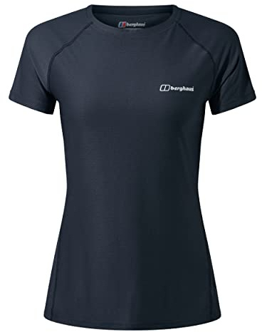 Berghaus Women's 24/7 Short Sleeve Crew Tech Baselayer T-Shirt | Moisture Wicking | Breathable Technical T-Shirt, Black/Black, 12