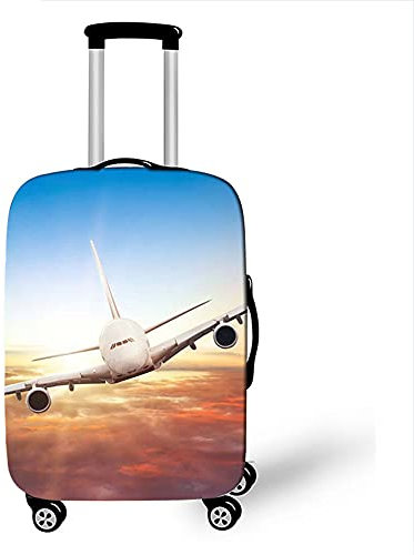 Morbuy Elastisch Kofferhülle Kofferschutzhülle Anti-Kratzer Staubdicht Kofferüberzug Luggage Protector Cover Kofferbezug Reisekofferabdeckung (Flugzeug,L)