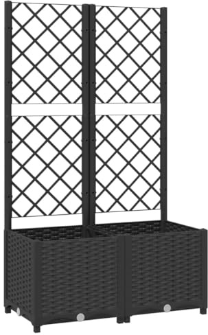 vidaXL Odlingslåda med spaljé svart 80x40x136 cm PP, blomlåda, planteringslåda, odlingslåda med spaljé, blomlådor, planteringslådor