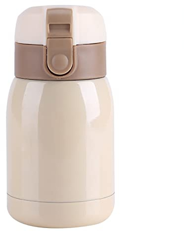 Botella térmica de 200 ml, termo bebidas calientes de acero inoxidable, a prueba de fugas, sin BPA, botella térmica para escuela, deportes, exterior, gimnasio, 6,5 x 13 cm (beige)