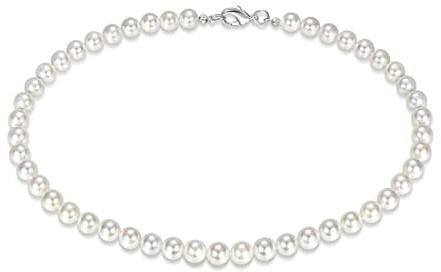 NIANOPKM Collar de Perlas Imitación Bohemio, Gargantilla Vintage de Concha Blanca, Joyería Festival para Hombres y Niñas