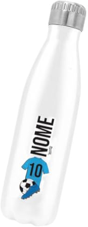 Borraccia Termica Bottiglia Termica Acciaio Inox 500ml Bottiglia Termica Made in Italy Ecologica 24 Ore Freddo & 12 h Caldo - Personalizzata con nome - Calcio