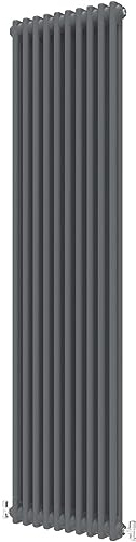 Radbliss Vertical Traditional 2 Column Design Radiator 1800x470mm Anthracite Matt Grey Cast Iron Style Tall RAD Central Heating