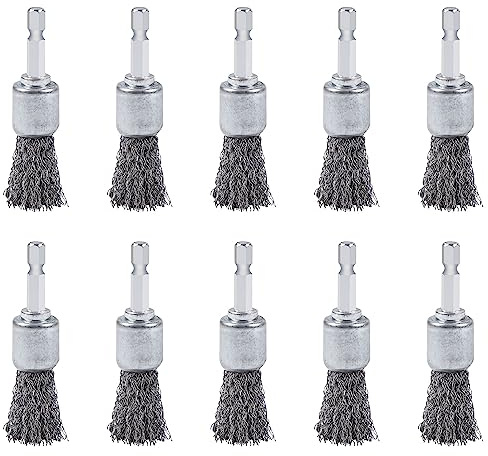 WUBOECE 10PCS Wire Brush for Drill, High Carbon Steel Wire Drill Brush Wire Brush, Metal Wire Brush for Drill with 1/4 Hex Shank, Skilled in Handling Metal & Nonmetal Surfaces