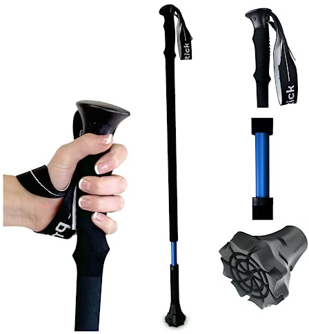 Dynamo Prime Walking Stick for Seniors - Adjustable Walking Cane for Men and Women with Balance Issues - Lightweight & Sturdy All-Terrain Support for Posture & Stability - Blue