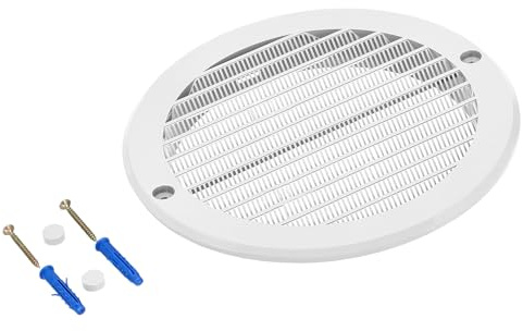 KOTARBAU® Grille d'aération ⌀ 150 mm avec protection contre les insectes, grille de ventilation ronde en plastique blanc pour canal de ventilation d'évacuation et d'admission, raccord de tuyau, grille