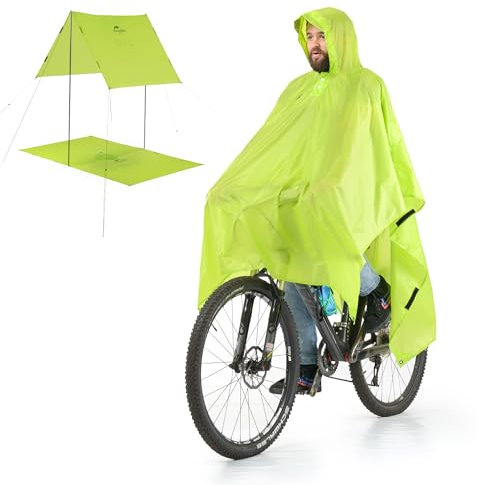 Naturehike Poncho Imperméable Multifonctionnel 𝟑-𝐞𝐧-𝟏, Unisexe Poncho Pluie Réutilisable, Veste Coupe-Pluie Cape imperméable avec Bande Réfléchissante pour Camping Randonnée Vélo Pêche Voyage