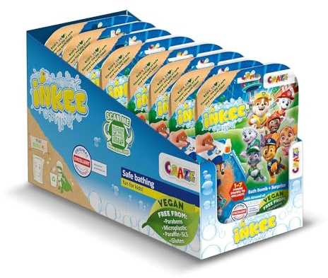 INKEE Surprise Set di 8 palline da bagno per bambini con sorpresa, giocattolo Paw Patrol per la vasca da bagno, con profumo di cola e effetto schiuma