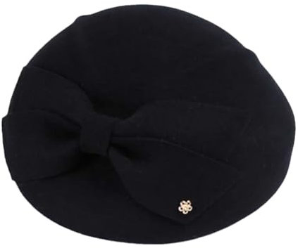 Dninmim Baskenmützen für Damen, Filz, Fedora-Hut, Winter, weibliche Glockenhüte, Schwarz , Einheitsgröße