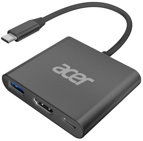 Acer USB-C Hub, 3 in 1 Type C to HDMI Multiport Adapter, with 5Gbps USB 3.0 GEN1 Data Port, 4K HDMI and PD Max 100W Charging for iPhone 15, Tablets, iPad Pro, MacBook Pro, Acer Laptops and More