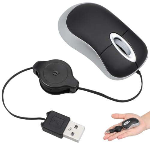 jojofuny Souris filaire pour ordinateur portable - Souris filaire confortable - Petite souris de poche rétractable - Souris USB silencieuse - Mini souris de travail silencieuse - Mini souris