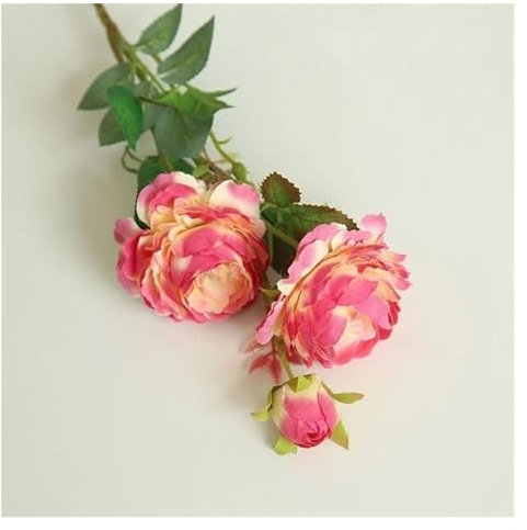FUHAI-666 Künstliche Blumen Simulation Blume Rose Bouquet Künstliche Seide 3 Köpfe Pfingstrose Brautstrauß Blumenarrangement Rosa Home Party Hochzeit Dekoration Kunstblumen Blumen Dekor(Rose red)