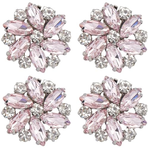 GORGECRAFT 4 pezzo Fermagli per Scarpe Da Sposa con Strass Fiore Staccabile Fibbia per Scarpe In Ottone Elegante Decorazione di Scarpe In Cristallo per Abiti Pochette Scarpe Da Festa di Nozze