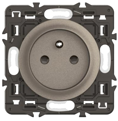 LEGRAND - Prise Electrique Murale avec Terre Céliane - Connexion à vis - Titanium - A compléter avec une plaque