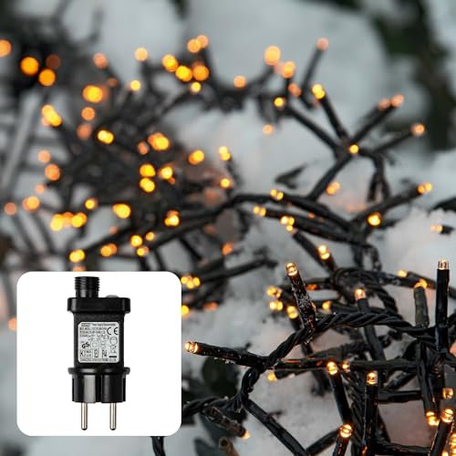 hellum Lichterkette außen, warmweiß LED Lichterkette mit Strom, outdoor 7,66m beleuchtet, 384 LED außen, Außenlichterkette Cluster/Snake Design <59 lm, Kabel schwarz 151862