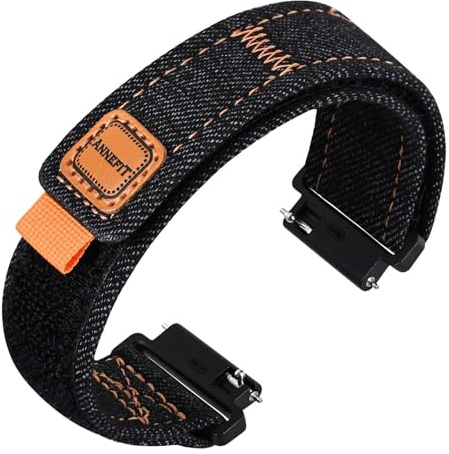 ANNEFIT Canvas Uhrenarmband, Denim Loop Armband mit Schnellverschluss für Herren Damen, 16mm 18mm 19mm 20mm 21mm 22mm 24mm