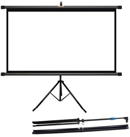 Hoiweqr Stativleinwand, 16:9/4:3 Beamer Leinwand Stativ 4K HD Rolloleinwand, 60/72 Zoll Projektionswand mit Stativ, für Ihren Outdoor-Beamer, Büro-Präsentationen Oder Heim-Kinos(16:9,72in)