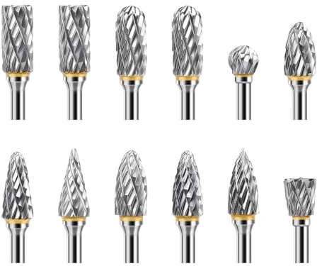 Hartmetall Frässtifte Set, Lytool 12 Stück Doppelschnitt Rotationsfräser mit 3mm Schaft, Dremel Zubehör für Holz Schnitzen, Metallpolieren, Gravieren, Schleifen und Bohren