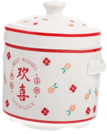 Garneck Pentola Per Stufato Con Coperchio - Tazza Per Zuppa in Ceramica - Ciotola Per Cottura A Vapore - Manico - Lavorazione Artigianale Meticolosa - Perfetto Per La Casa