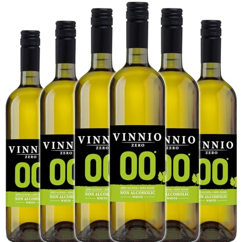 VINNIO - Vino sin alcohol 0,0 Premium Blanco | Caja de 6 botellas x 0,75 cl | SIN Azúcar - SIN Calorías | 0% alcohol con todo el sabor el vino tradicional.
