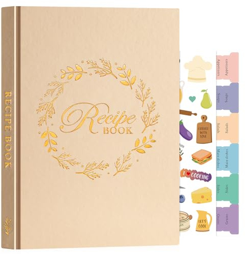 Lanpn B5 Journal de Recettes et Blanc, Livre Cahier de Recettes Cuisine à Remplir, Carnet Recette pour Enregistrer vos Propres Recettes, Livre Recette Vierge, Recipe Book Cookbook, Avoine, Anglaise