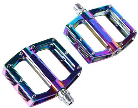 Ymnilian Pedale Fahrrad,MTB Pedale Öl Slick Mountain Bicycle Pedals MTB-Plattform Aluminium Rennradpedale Lager Anti-Silspe-Faltfahrradpedale Fahrradteile(Rainbow)