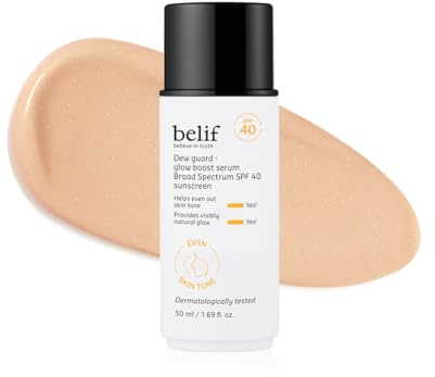 belif Dew Guard Vitamin C Glow Tint SPF 40 - Niacinamide, Hyaluronic Acid, Glow Booster + Serum + UVA/UVB Protection, Korean Tinted Mositurizer, 1.69 fl. oz