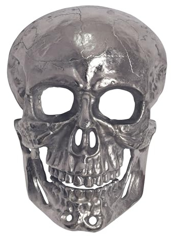FineBuy Wanddeko Totenkopf 41 cm Aluminium Silber, Wandskulptur | Schädel aus Metall als Wanddekoration, Wohndeko handgefertigtes Unikat, für Wohnzimmer, Flur und Bar