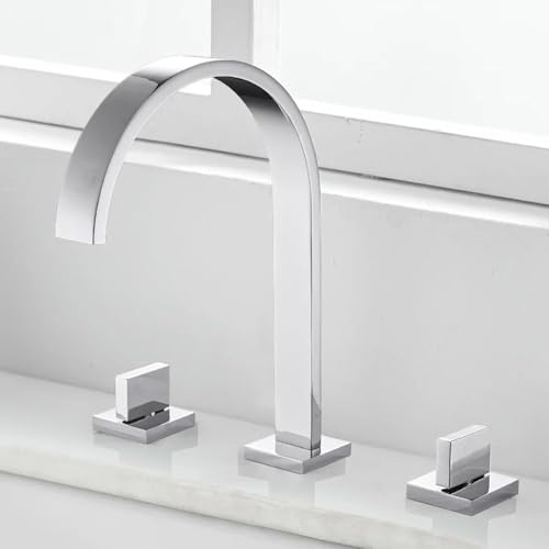 Rubinetto Bagno Lavabo Moderno 3 Fori Lavabo Rubinetti Bagno Cascata Miscelatore Lavabo Doppia Leva Calda E Fredda Cromata
