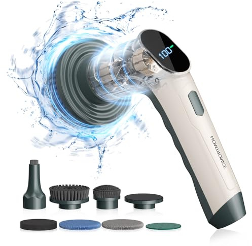 Brosse Nettoyage Electrique,[sans Fil/Portable] Homtronics Brosse électrique Nettoyage,IPX8 Imperméable,Brosse Menage Electrique,Brosse Electrique Nettoyage Rotative pour Brosse à Chaussures,Cuisine