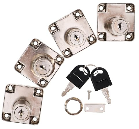 BAZEITFLOW 4sets Desk Drawer Locks Cabinet Locks Keyed for Home and Office Zinc Alloy Construction Secure and Elegant Design