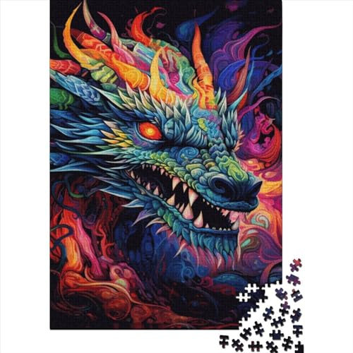 Art Dragon Puzzle 1000-teilige Schwer Puzzle Spielzeug Pädagogisches Spiel Impossible Herausforderungsspielzeug Für Erwachsene Und Kinder Ab 14 Jahren 1000pcs (38x26cm)