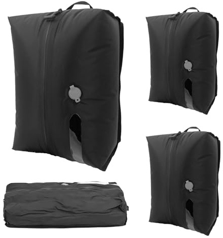 3PCS Vacuum Compression Packing Cubes, Moisture Proof Reusable Vacuum Storage Bags with Window, Portable Lightweight Clothes Packing Organiser for Travel (3PCS bags)