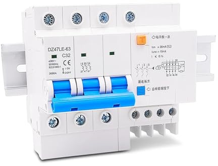 Disjoncteur différentiel 4 modules DZ47LE-63 3P+N 40A 400V avec protection de ligne neutre for triphasé 16A-63A 1 pièce(63A)